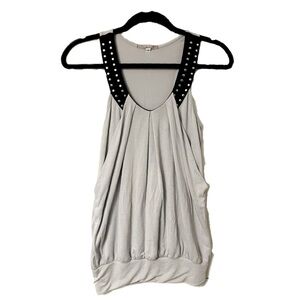 Sleeveless Gray & Black Studded Top - S